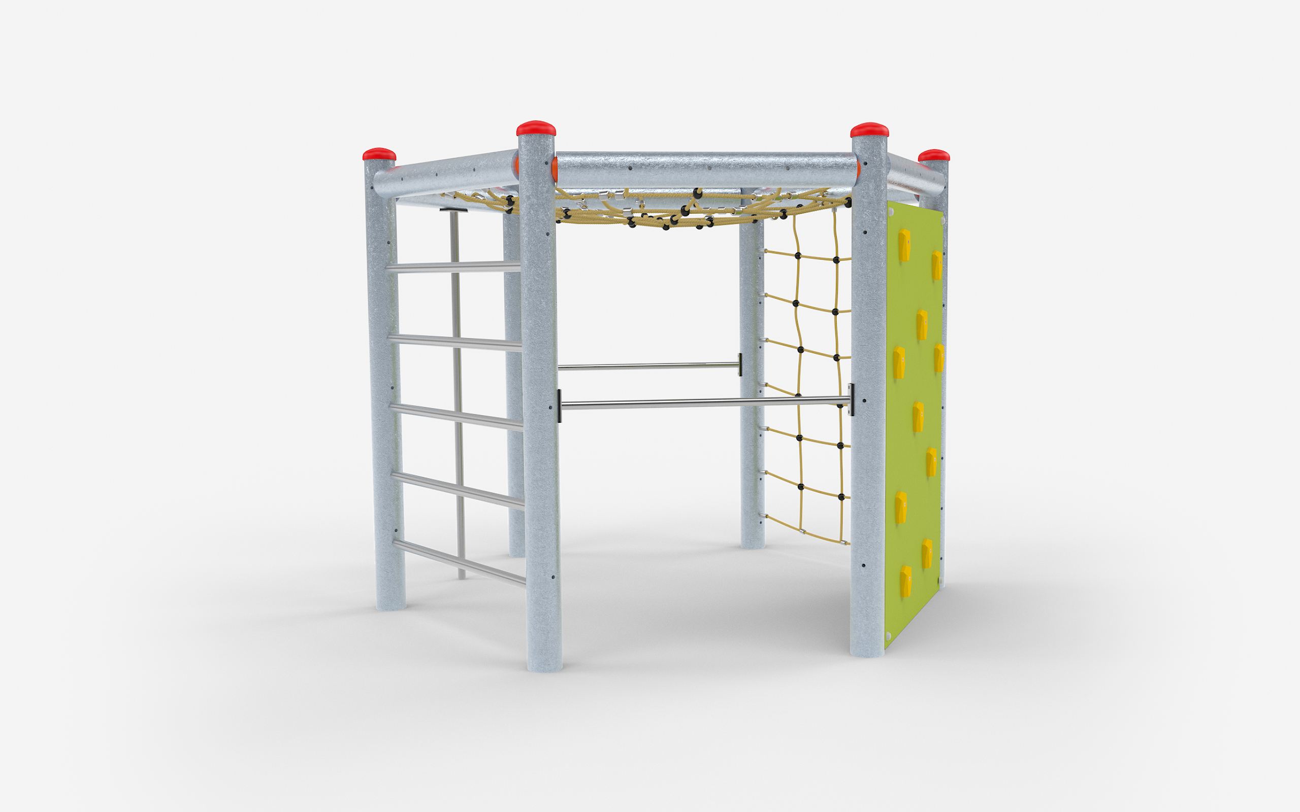 Sechseck-Kletterkombination mit Spinnennetz